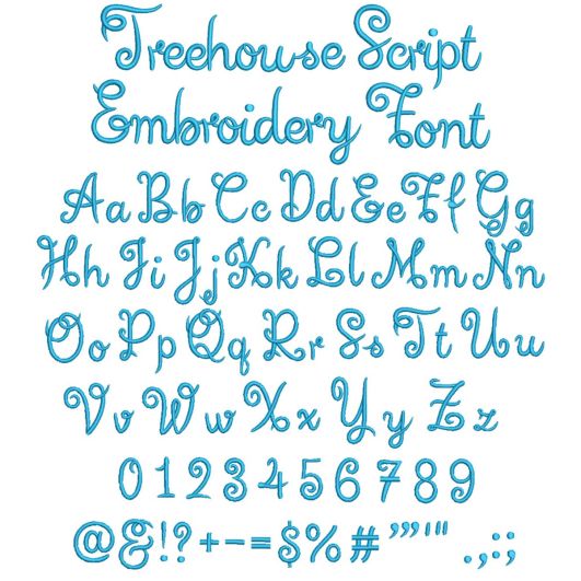 Treehouse Script Embroidery Font | Machine Embroidery Designs by JuJu