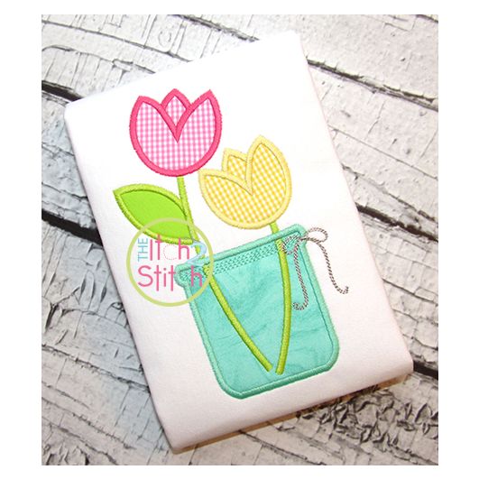 Tulip Jar Applique | Machine Embroidery Designs by JuJu