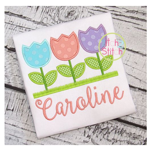 Tulip Trio Applique | Machine Embroidery Designs by JuJu