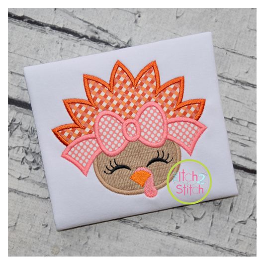 Turkey Face Bow Applique | Machine Embroidery Designs by JuJu