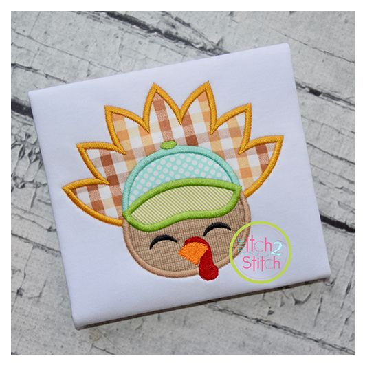 Turkey Face Cap Applique | Machine Embroidery Designs by JuJu