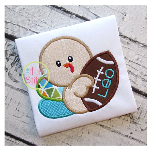 Turkey Football Applique | Machine Embroidery Designs by JuJu