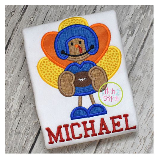 Turkey Football Player Applique | Machine Embroidery Designs by JuJu