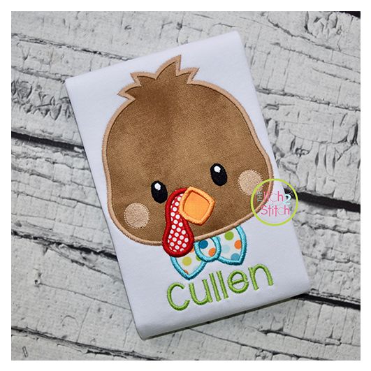 Turkey Head Boy Applique | Machine Embroidery Designs by JuJu