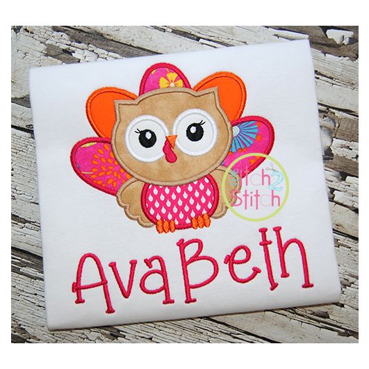 Owl Turkey Applique | Machine Embroidery Designs by JuJu