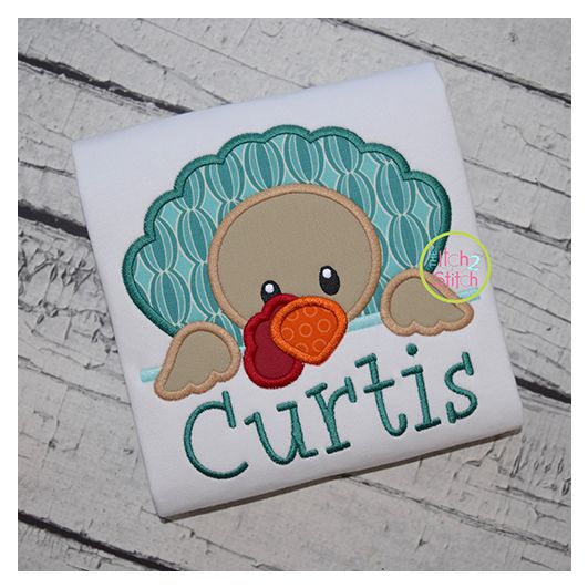 Turkey Peeker Boy Applique | Machine Embroidery Designs by JuJu