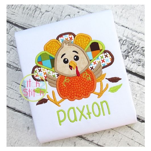 Turkey Pumpkin Applique | Machine Embroidery Designs by JuJu