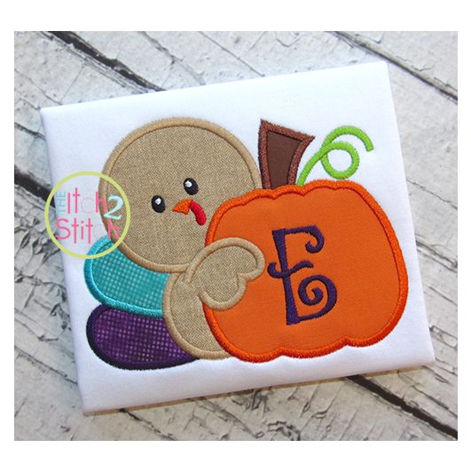 Turkey Pumpkin 2 Applique | Machine Embroidery Designs by JuJu