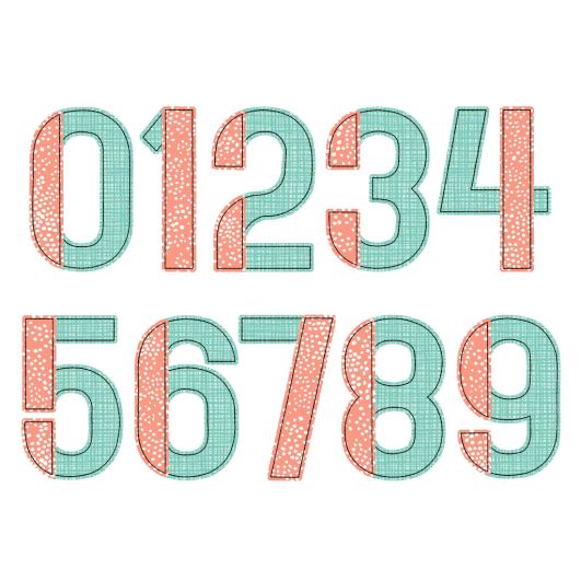 Two Color Block Bean Stitch Applique Numbers Embroidery Font | Designs by JuJu
                            
                            