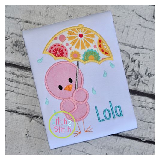 Umbrella Bird Applique Design | Machine Embroidery Designs by JuJu