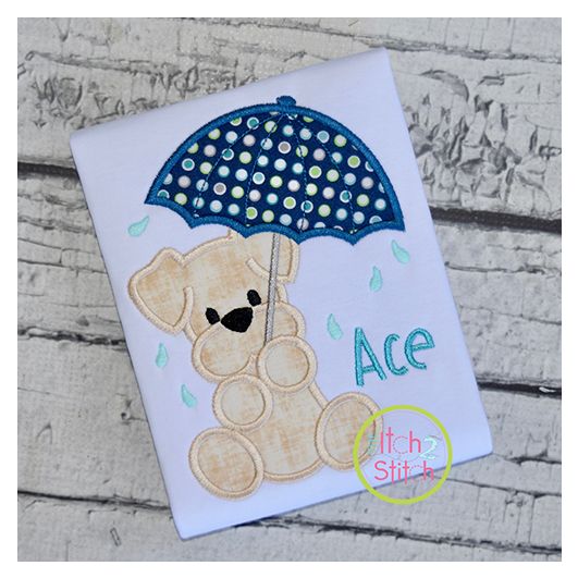 Umbrella Dog Applique Design | Machine Embroidery Designs by JuJu
