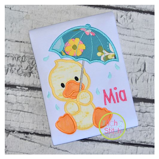 Umbrella Duck Applique Design | Machine Embroidery Designs by JuJu