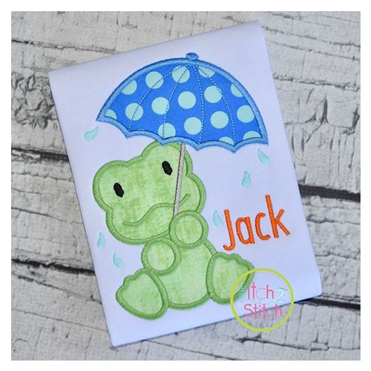 Umbrella Frog Applique Design | Machine Embroidery Designs by JuJu