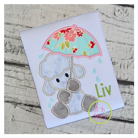 Umbrella Lamb Applique Design | Machine Embroidery Designs by JuJu