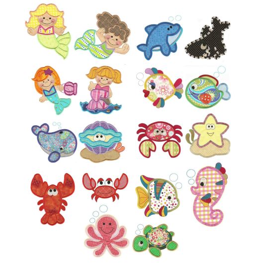 Jumbo Under the Sea Applique Machine Embroidery Designs by JuJu 