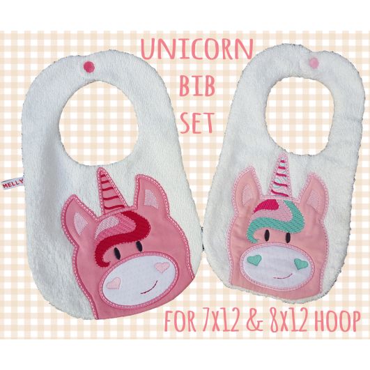 Unicorn Bib | Machine Embroidery Designs by JuJu