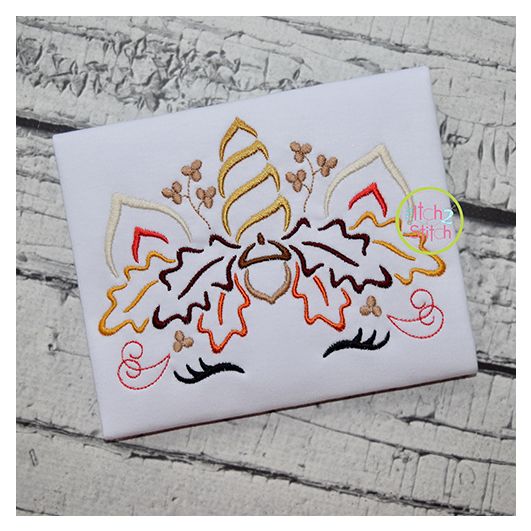 Unicorn Horn Acorn Leaves Embroidery | Machine Embroidery Designs by JuJu