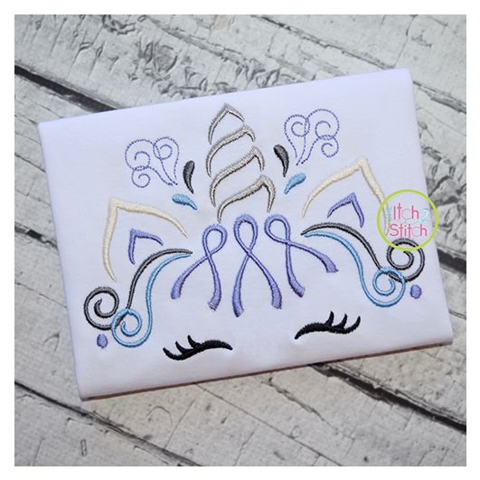 Unicorn Horn Awareness Ribbon Embroidery | Machine Embroidery Designs by JuJu