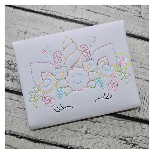 Unicorn Horn Flowers Bean Embroidery | Machine Embroidery Designs by JuJu