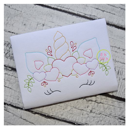 Unicorn Horn with Hearts Bean Embroidery | Machine Embroidery Designs by JuJu