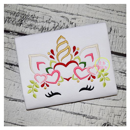 Unicorn Horn with Hearts Embroidery | Machine Embroidery Designs by JuJu