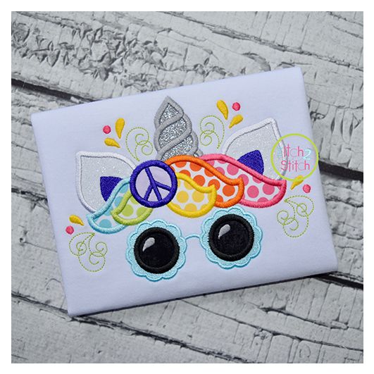 Unicorn Horn Hippie Applique | Machine Embroidery Designs by JuJu