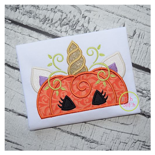 Unicorn Horn JackOLantern Applique | Machine Embroidery Designs by JuJu