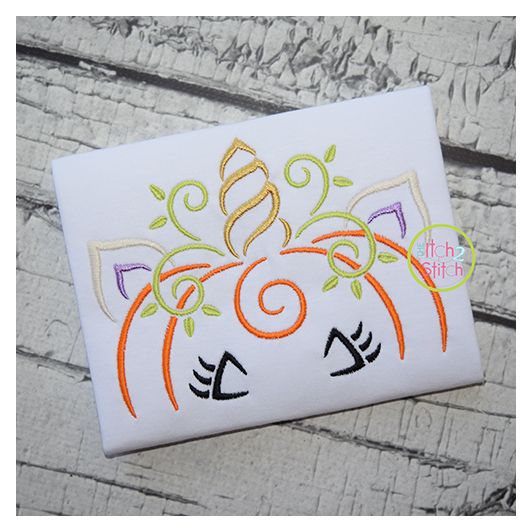 Unicorn Horn JackOLantern Embroidery | Machine Embroidery Designs by JuJu
