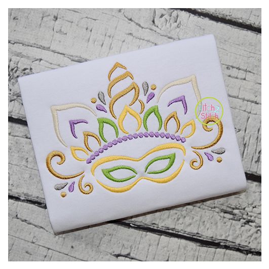 Unicorn Horn with Mardi Gras Mask Embroidery | Machine Embroidery Designs by JuJu
