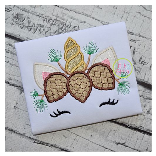 Unicorn Horn Pinecones Applique | Machine Embroidery Designs by JuJu