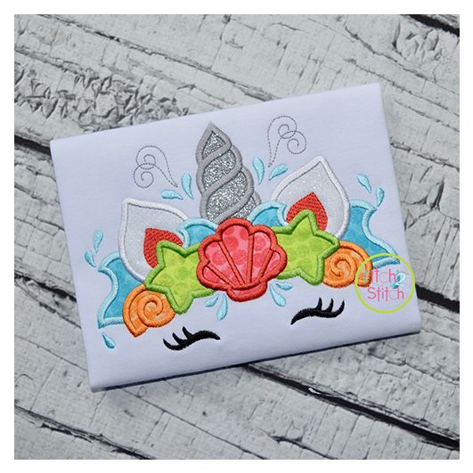 Unicorn Horn Seashells Applique | Machine Embroidery Designs by JuJu