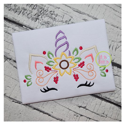 Unicorn Horn Sunflower Embroidery | Machine Embroidery Designs by JuJu