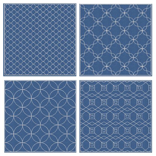 Sashiko Quilt Blocks 8 Machine Embroidery Designs by JuJu