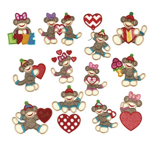 Valentine Sock Monkeys Applique Machine Embroidery Designs by JuJu 