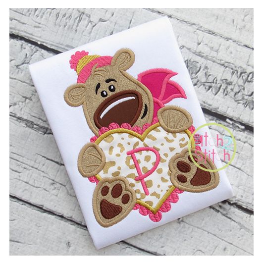 Valentine Bear Applique | Machine Embroidery Designs by JuJu