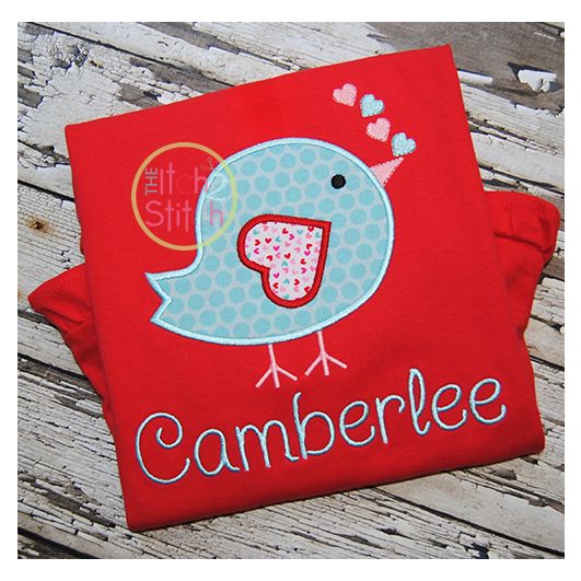 Valentine Bird Applique | Machine Embroidery Designs by JuJu