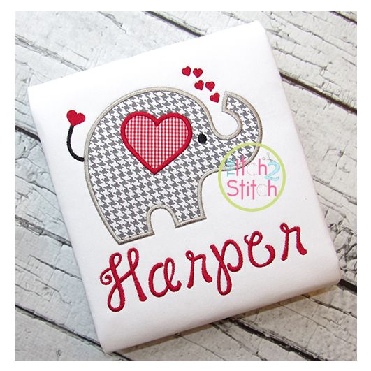 Valentine Elephant Applique | Machine Embroidery Designs by JuJu