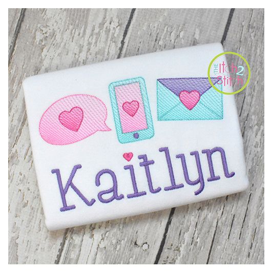 Valentine Messages Sketch | Machine Embroidery Designs by JuJu