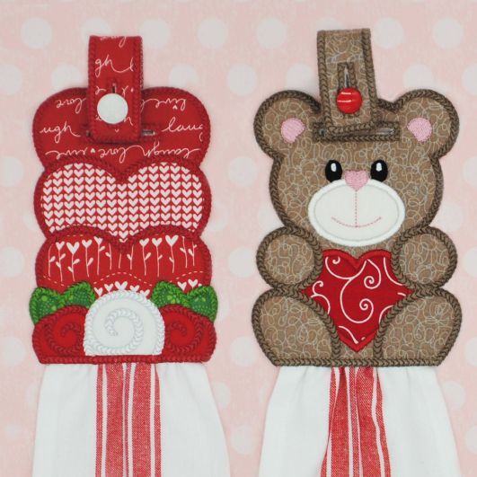 In The Hoop Valentine Towel Hangers Set 1 | Machine Embroidery Designs by JuJu