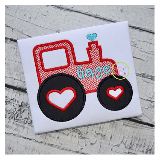 Valentine Tractor | Machine Embroidery Designs by JuJu