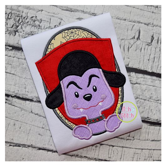 Vampire Dog Oval Applique | Machine Embroidery Designs by JuJu
