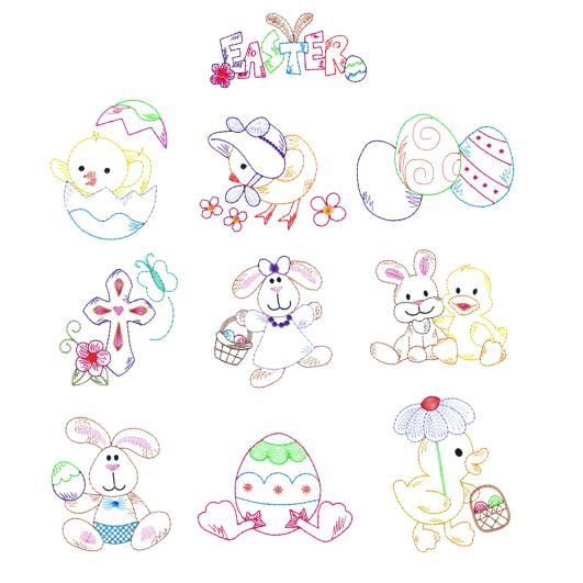 Vintage Stitch Easter Machine Embroidery Designs by JuJu