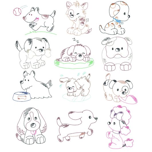 Precious Puppies Vintage Stitch Machine Embroidery Designs by JuJu

