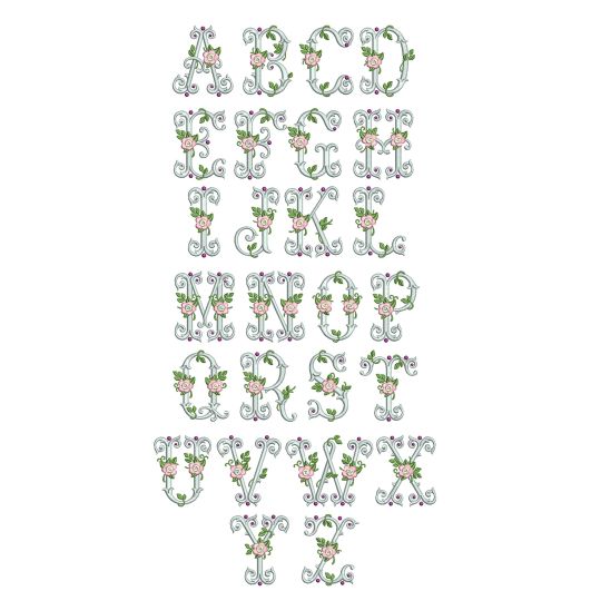 Vintage Rose Monogram Machine Embroidery Designs by JuJu