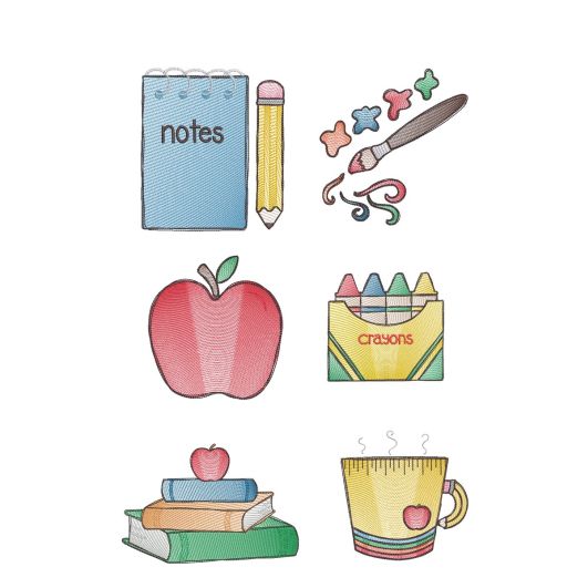 Vintage Sketch Back 2 School Machine Embroidery Designs by JuJu