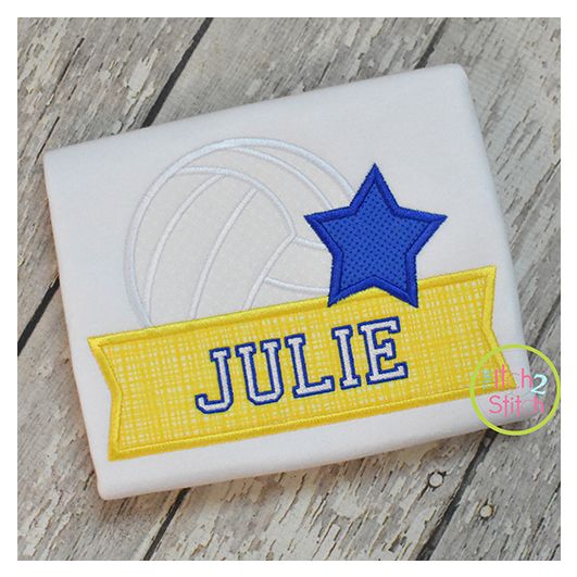 Volleyball Star Banner Applique Design | Machine Embroidery Designs by JuJu