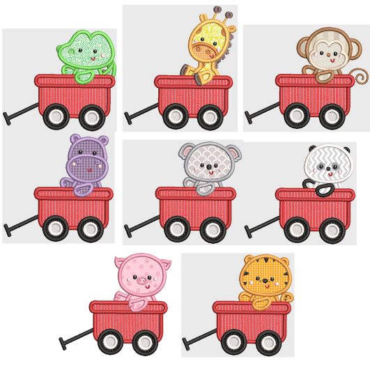 Wagon Critters 1 Applique Machine Embroidery Designs by JuJu 