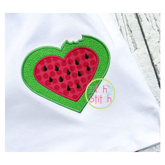 Watermelon Heart Applique | Machine Embroidery Designs by JuJu