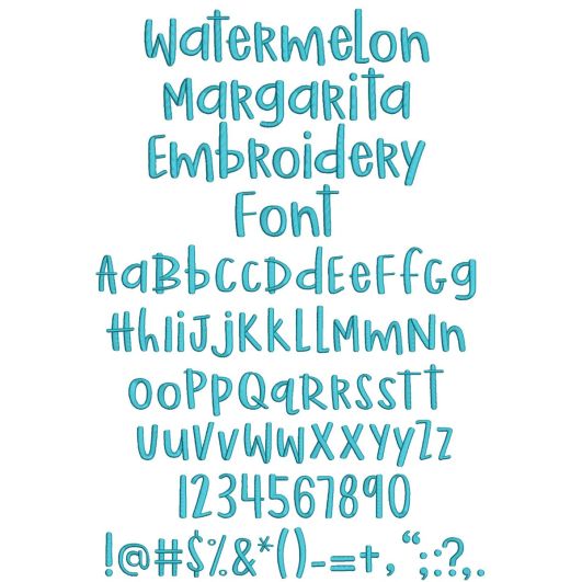 Watermelon Margarita Embroidery Font | Machine Embroidery Designs by JuJu