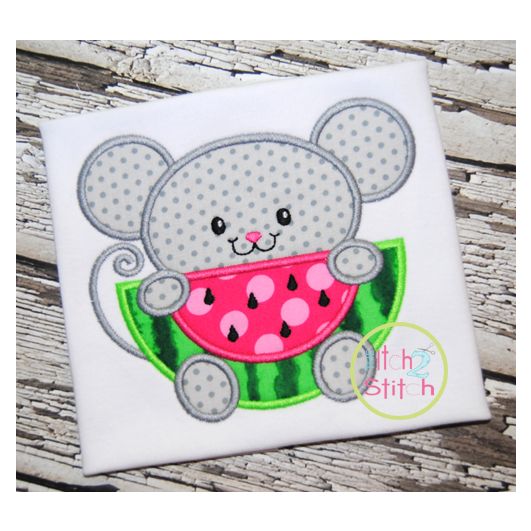 Watermelon Mouse Applique | Machine Embroidery Designs by JuJu